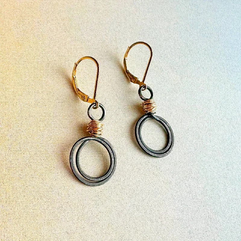 Silver stud earrings for women-antique gold swirl loops earrings