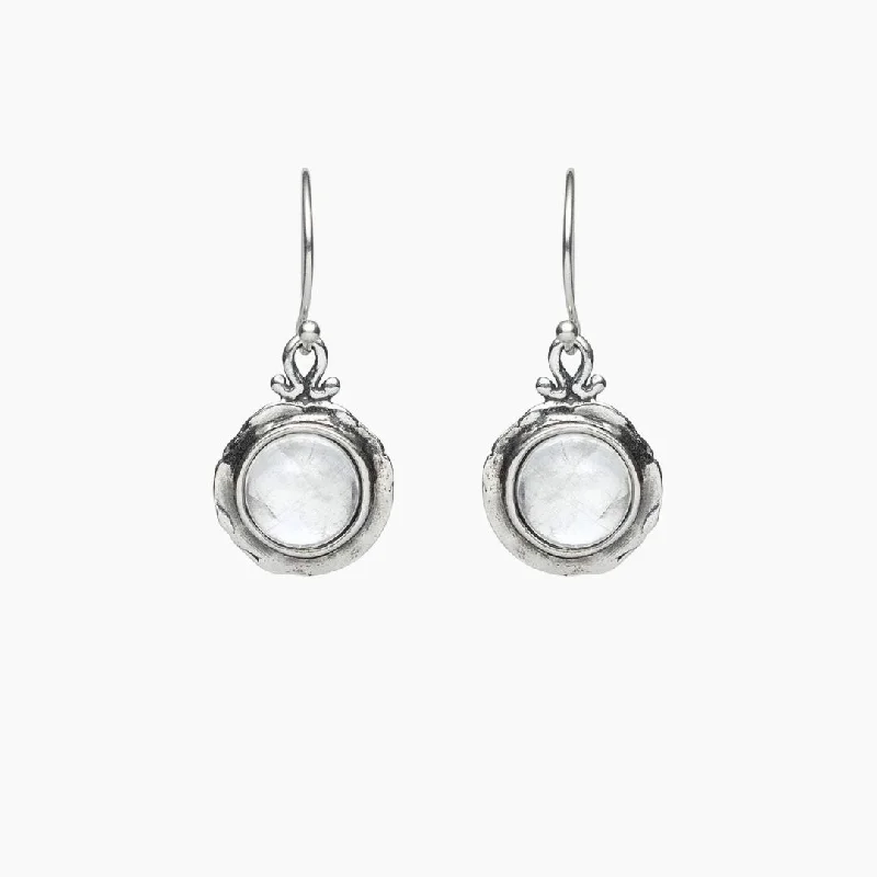 Wedding drop earrings for women-Moonstone Nested Sterling Silver Earrings