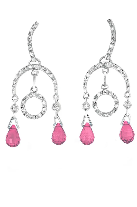 Gold and diamond earrings for women-Sylvie Pink Zirconia Drop Earrings