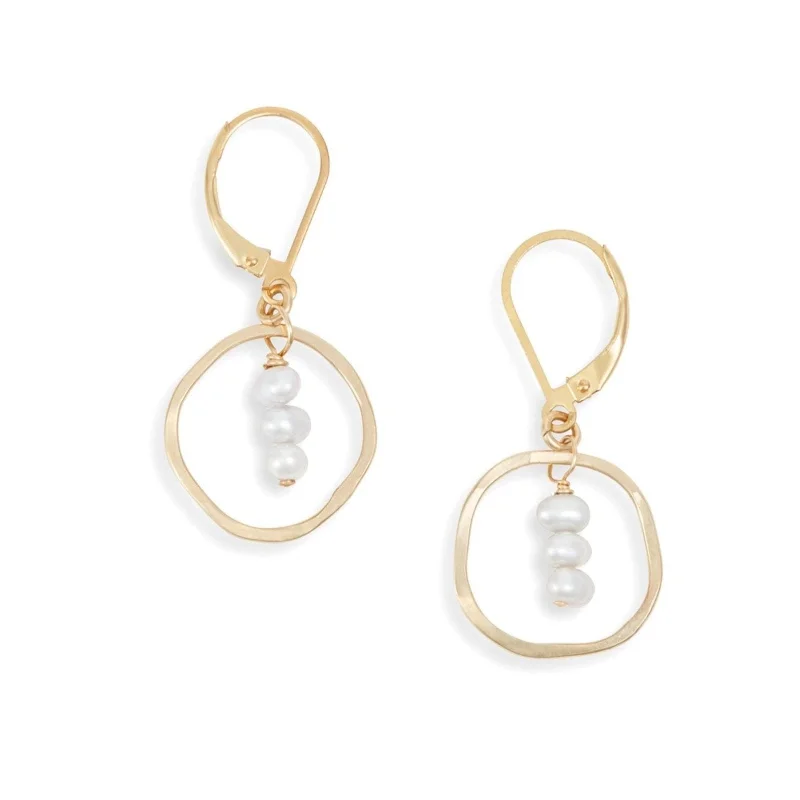 Gold and diamond earrings for women-treble earrings - white pearls