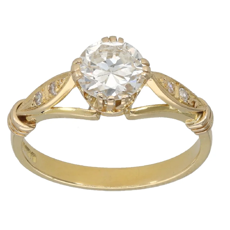 Affordable gold engagement rings for women-18ct Gold 1.04ct Diamond Solitaire Ring With Accents Size N