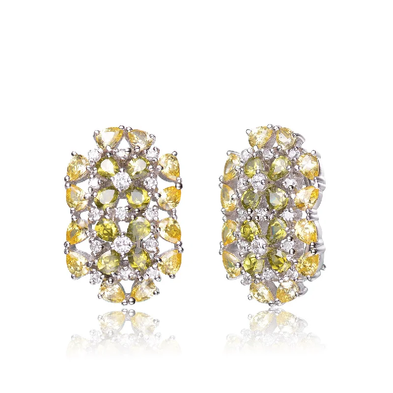 Fashion earrings for women-Justine Lemon And Peridot Cluster Earrings