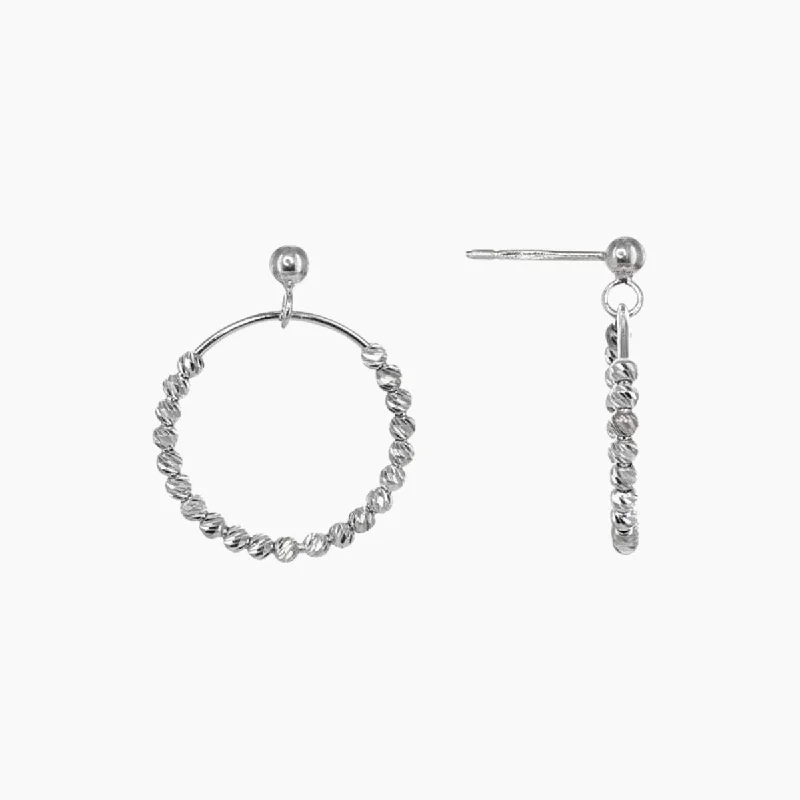 Minimalist earrings for women-Single Ring Earrings in Rhodium Overlay