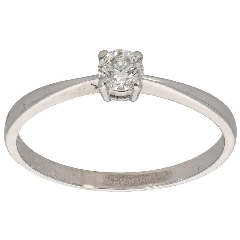 Engagement rings with a vintage style for women-18ct White Gold 0.25ct Diamond Solitaire Ring Size T