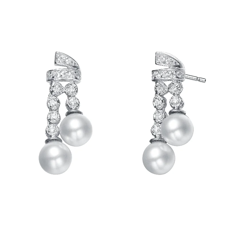 Silver huggie earrings for women-Anne Christmas Pearl Earrings