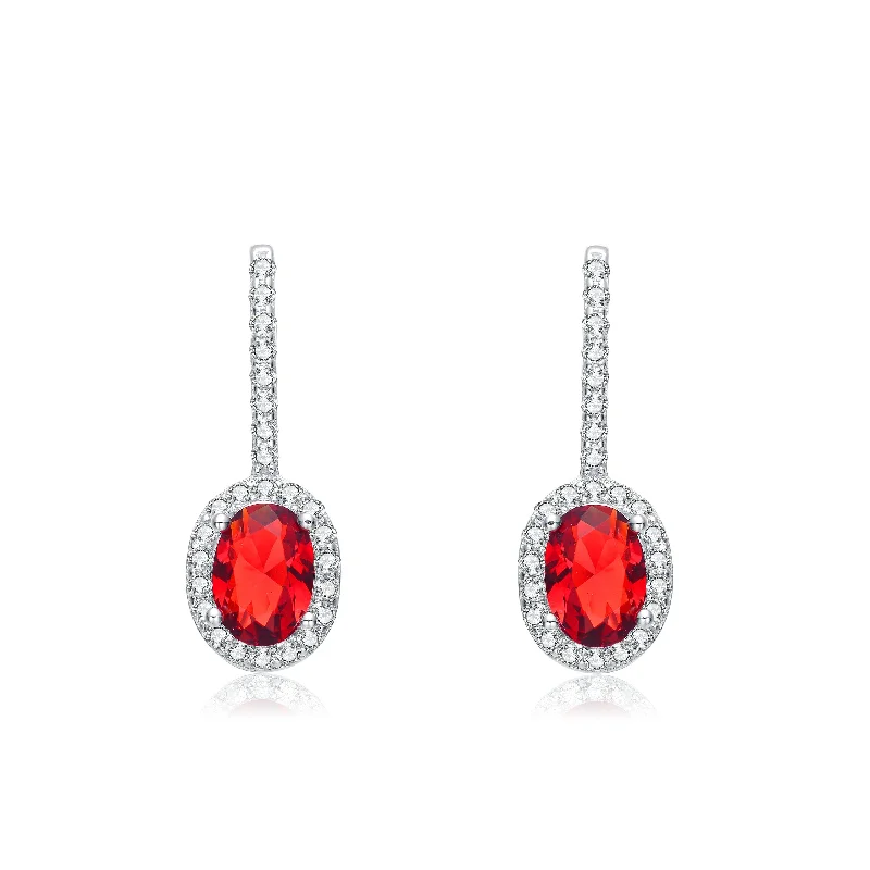 Square earrings for women-Charlotte Red Drop Earrings