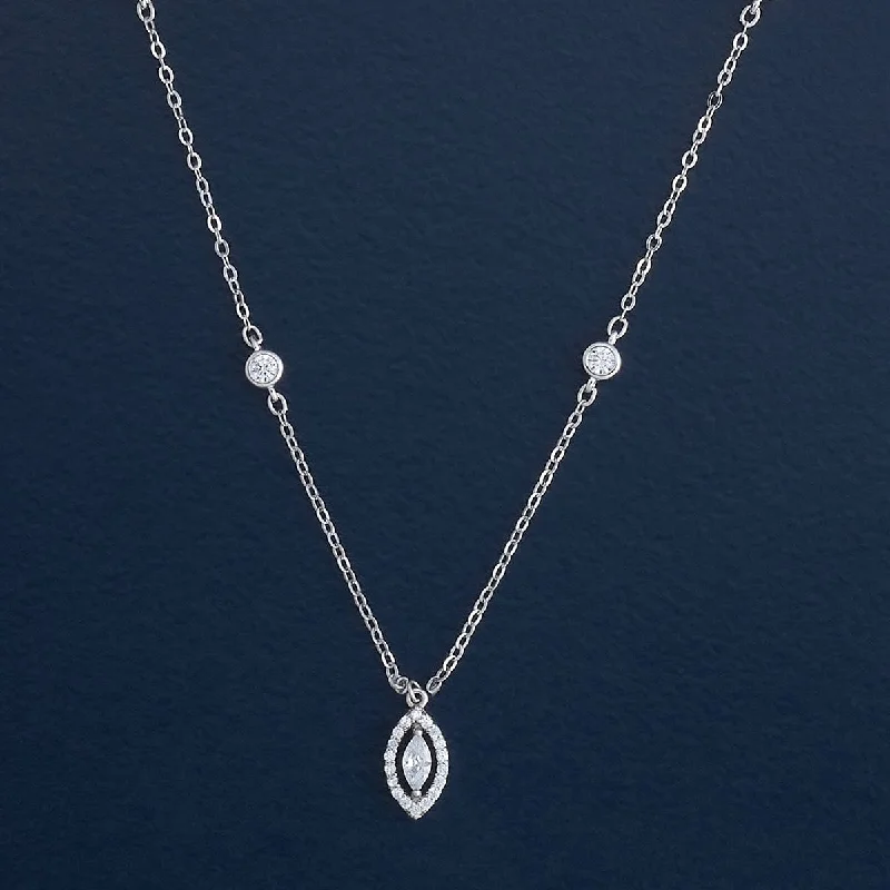 Silver chain with pendant necklace for women-92.5 Silver Pendant with Chain and Earring Set  183047