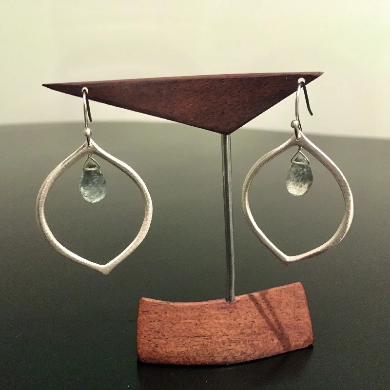 Butterfly earrings for women-Faceted Moss Agate Teardrop Sterling Silver Earrings