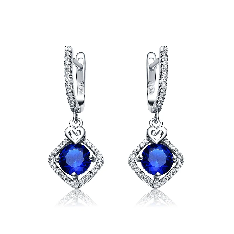 Trendy earrings for women-Emma Heart and Square Drop Earrings