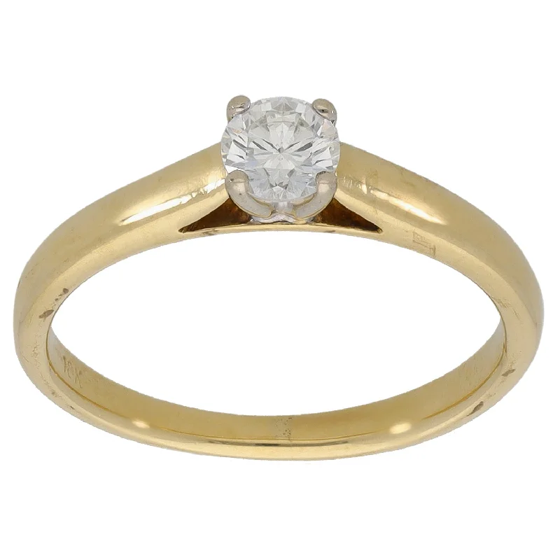 Classic gold engagement rings for women-18ct Gold 0.33ct Diamond Solitaire Ring Size L