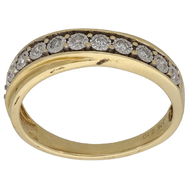 Engagement rings with classic styles for women-9ct Gold 0.10ct Diamond Half Eternity Ring Size L