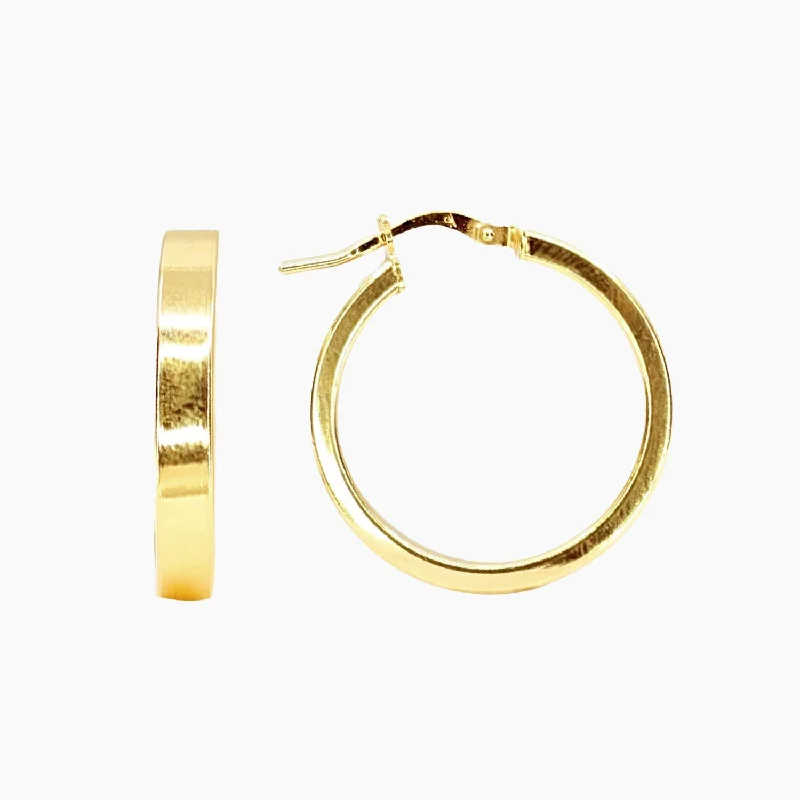 Unique gold earrings for women-Roma Medium Block Hoop Earrings (Gold)