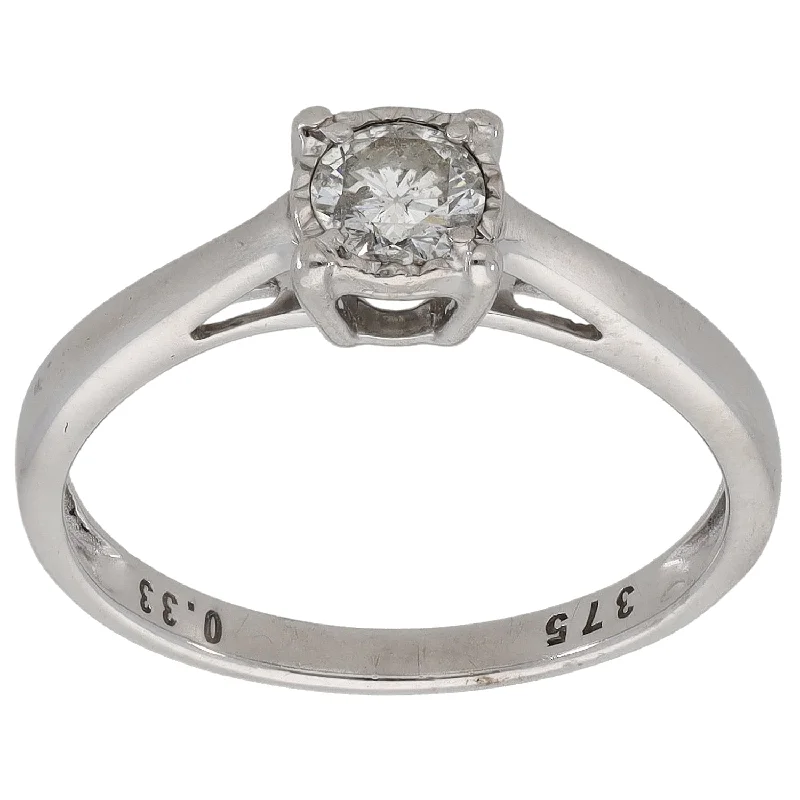 Personalized engagement rings for women-9ct White Gold 0.33ct Diamond Solitaire Ring Size O