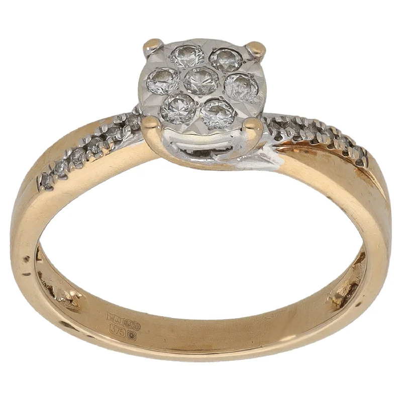 Unique halo engagement rings for women-9ct Gold 0.20ct Diamond Dress/Cocktail Ring Size L