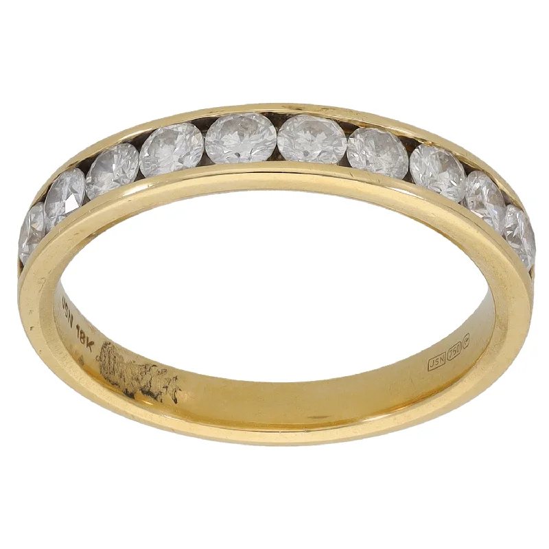 Diamond engagement rings for women-18ct Gold 0.80ct Diamond Half Eternity Ring Size N