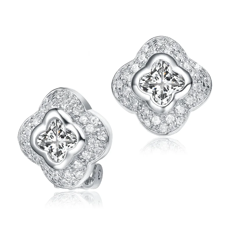 Unique gemstone earrings for women-Estelle Clover-Shaped Stud Earrings