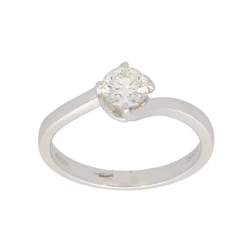 Engagement rings with unique shapes for women-18ct White Gold 0.51ct Diamond Solitaire Ring Size L