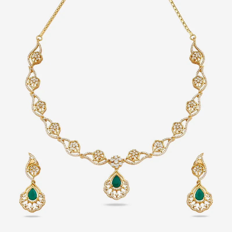 Gold lock necklace for women-Zircon Necklace 165593