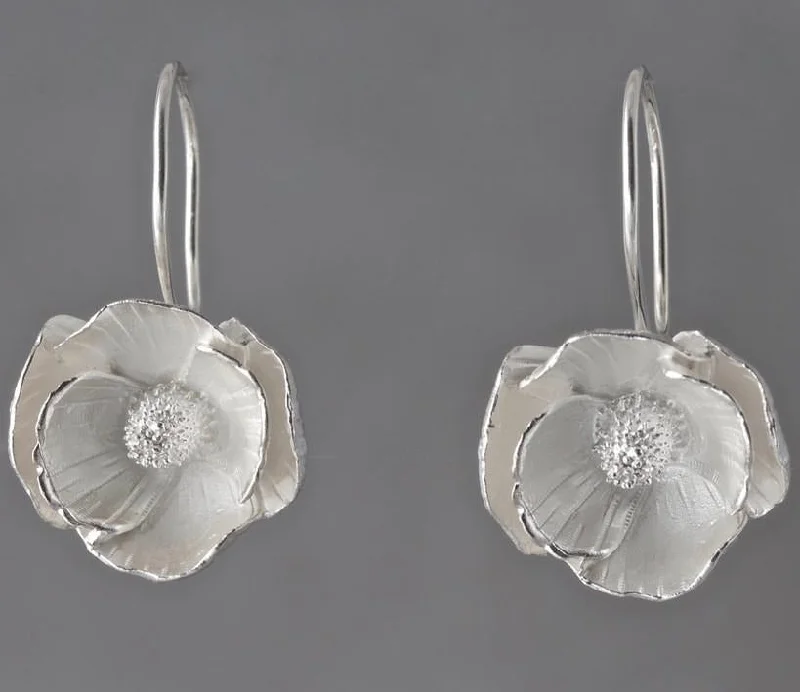 Multi-layer earrings for women-Large Poppy Sterling Silver Loop Earrings