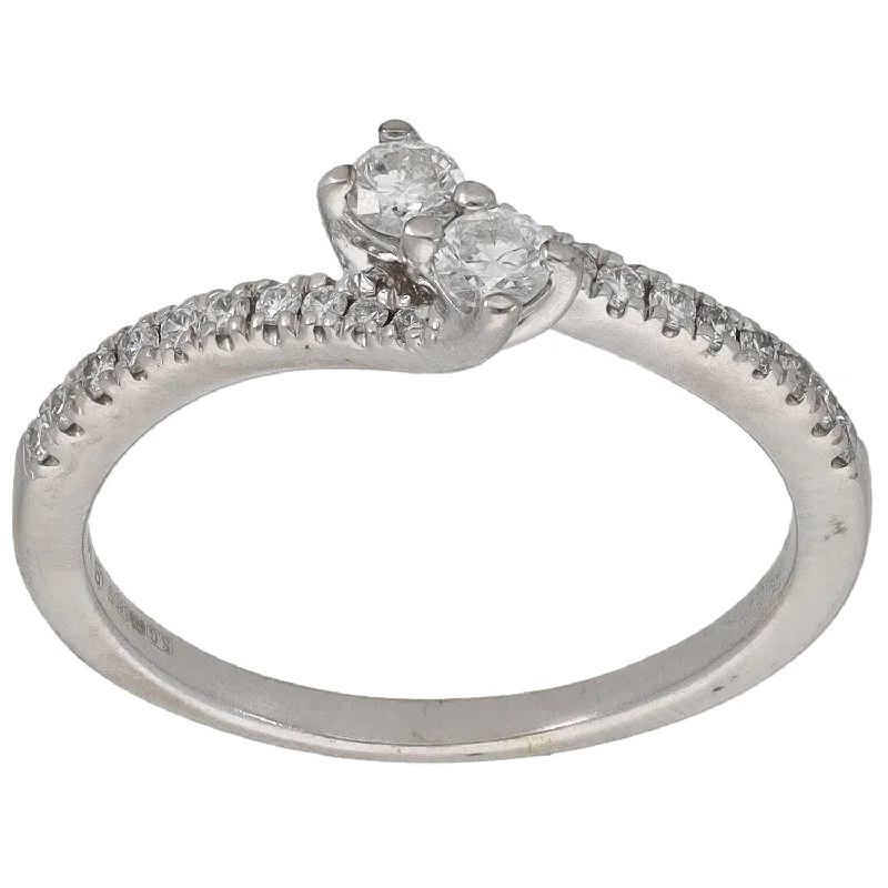 Gold engagement rings with diamonds for women-14ct White Gold 0.28ct Diamond Dress/Cocktail Ring Size O