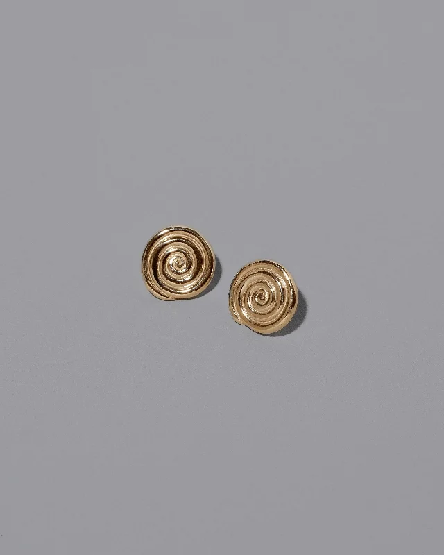 Unique gemstone earrings for women-Serpentinite Stud Earrings  - Solid Gold