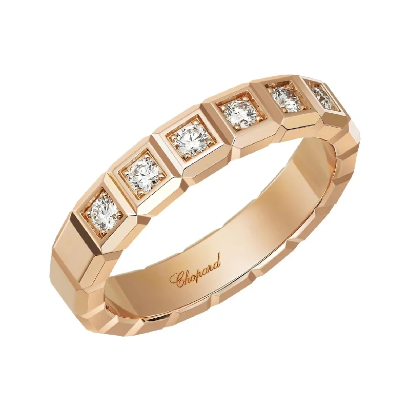 Simple gold engagement rings for women-18ct Rose Gold Ice Cube Diamond Set Ring