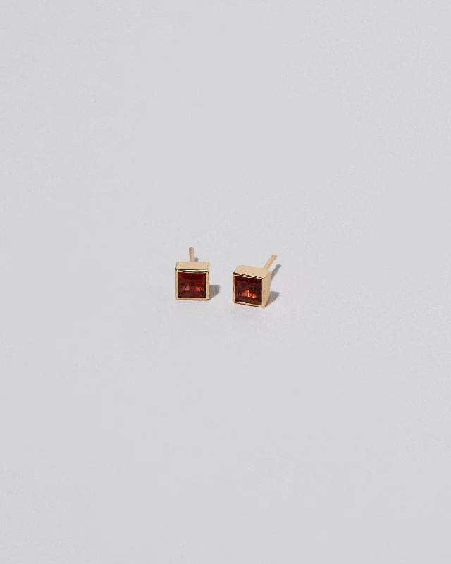 Vintage diamond earrings for women-Square Frame Stud Earrings - Anthill Garnet