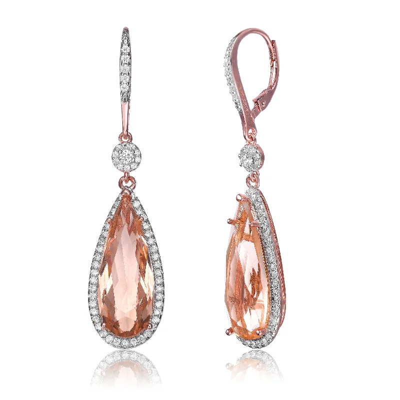 Designer earrings for women-Yvonne Morganite Cubic Zirconia Dangle Earrings