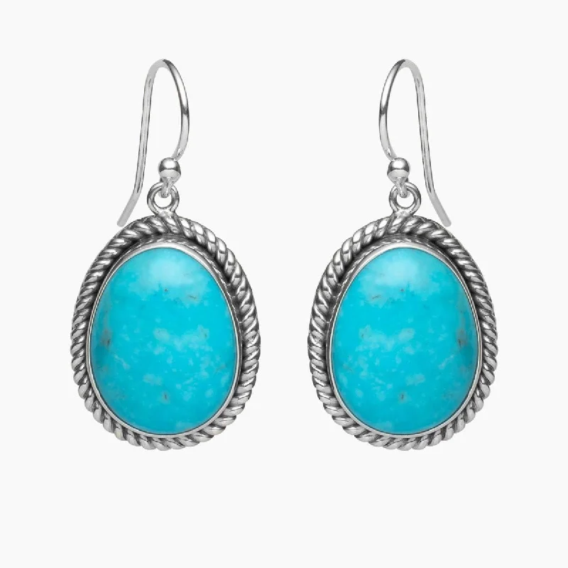 Red earrings for women-Turquoise Earrings with Rope Detail