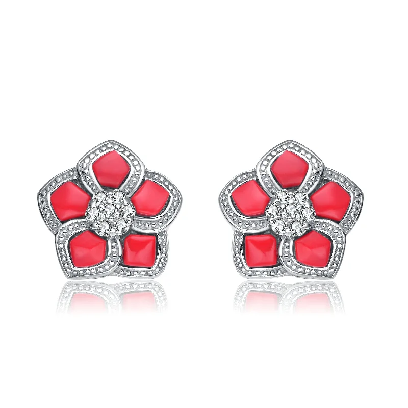 Crystal earrings for women-Jeanne Coral Flower Earrings