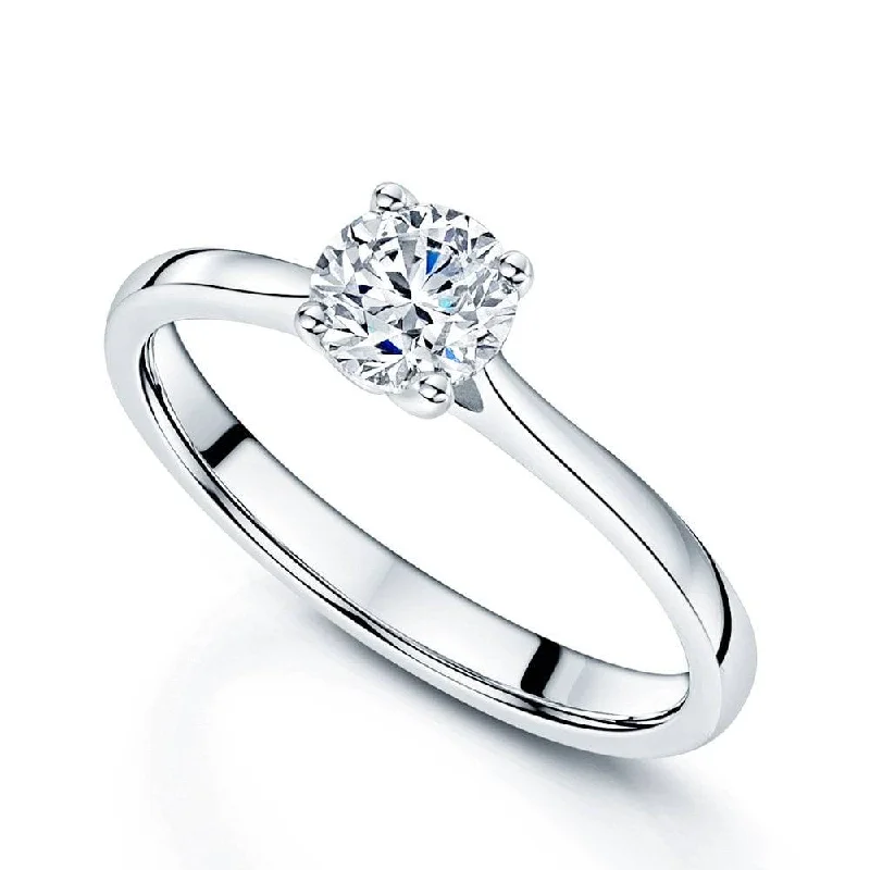 Engagement rings with a twist design for women-Platinum GIA Certificated Round Brilliant Cut Diamond Solitaire Ring