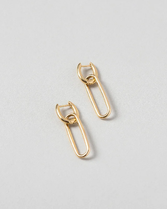 Elegant earrings for women-Link Huggie Hoop Earrings