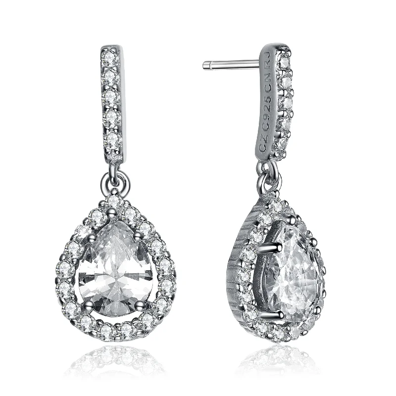 Round earrings for women-Constance Teardrop Cubic Zirconia Stud Earrings