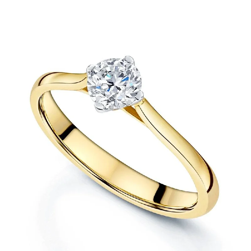 Unique halo engagement rings for women-18ct Yellow Gold GIA Certificated 0.50 Carat Round Brilliant Cut Diamond Solitaire Ring