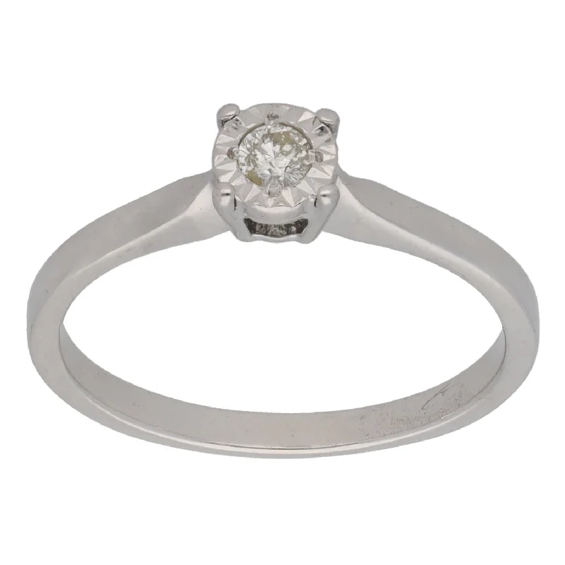 High-end engagement rings for women-9ct White Gold 0.20ct Diamond Solitaire Ring Size M