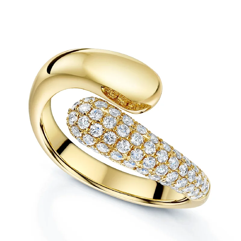 Affordable engagement rings for women-Ember Collection 18ct Yellow Gold Diamond Pave Set Open Ring