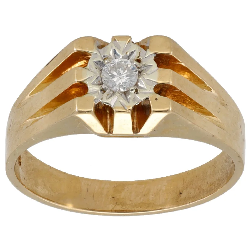 Vintage inspired engagement rings for women-9ct Gold 0.15ct Diamond Solitaire Ring Size R