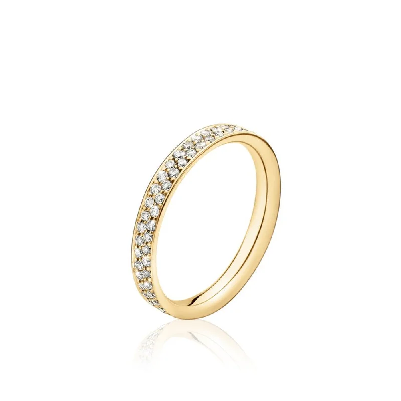 Custom engagement rings for women-Magic Yellow Gold Diamond Pave Set Centre Ring