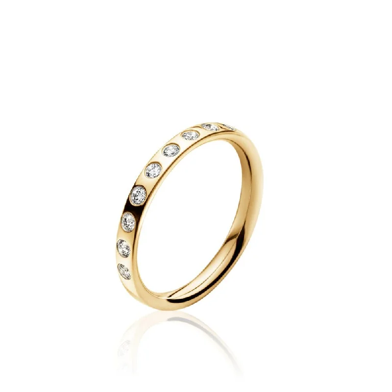 Round engagement rings for women-Magic Yellow Gold Diamond Set Centre Ring