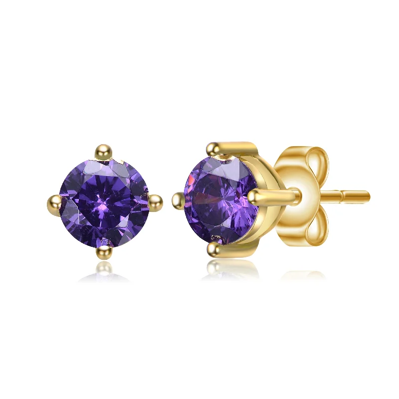 Luxury earrings for women-Marie Baby/Kids Amethyst-Purple February Birthstone Solitaire Earrings