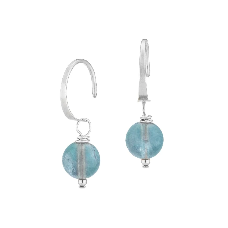 Silver hoop earrings with diamonds for women-ella huggie hoops with teal fluorite