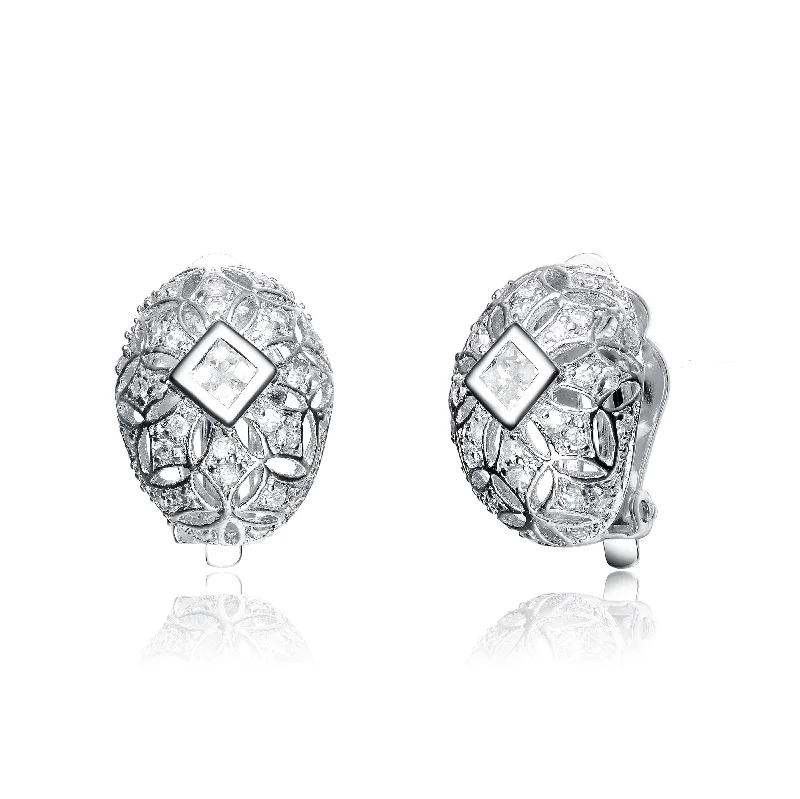 Hoop earrings with diamonds for women-Sophie Oval Antique Earrings