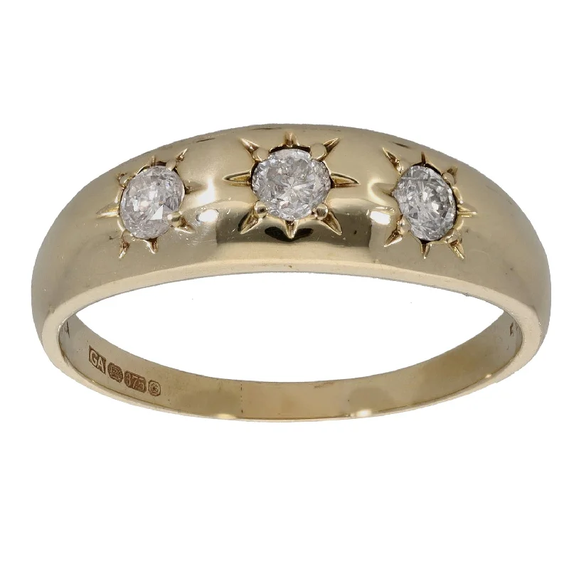 Classic gold engagement rings for women-9ct Gold 0.45ct Diamond Trilogy Ring Size Z