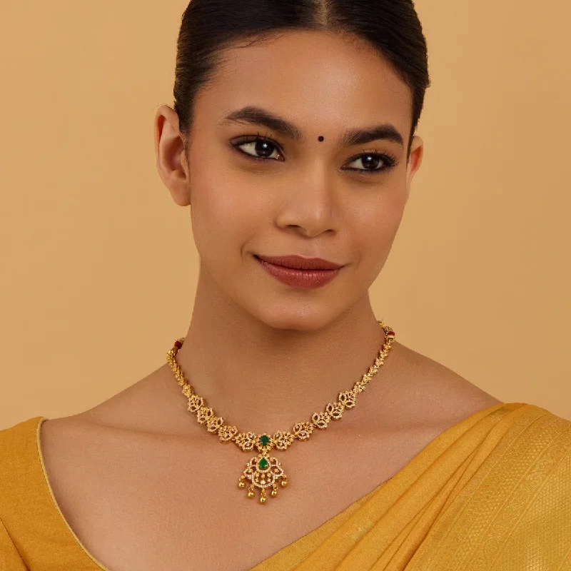 Gold lock necklace for women-Silver Temple Necklace 179568