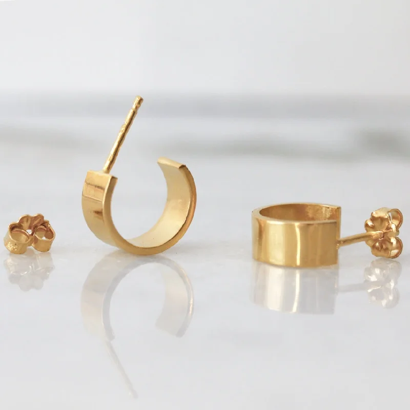 Elegant stud earrings for women-Wide Huggie Hoop Earrings by Christina Kober