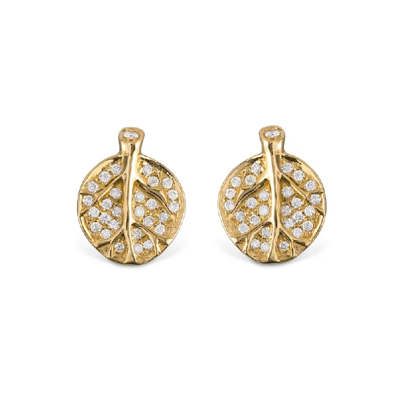 Gold drop earrings for women-Botanical Leaf Earrings with Diamonds