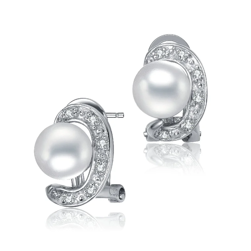 Bold earrings for women-Emma Pearl Earrings