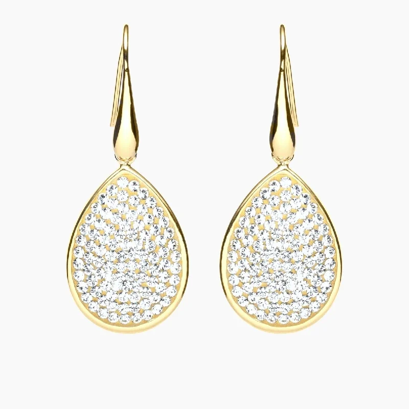 Dangle earrings for women-Pave Swarovski Crystal Teardrop Earrings