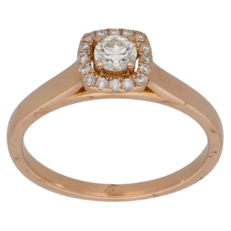 White gold engagement rings for women-18ct Rose Gold 0.33ct Diamond Cluster Ring Size N