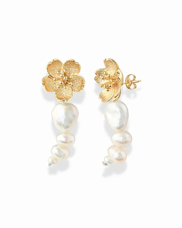 Sapphire stud earrings for women-Giorgia Pearl Floral Earrings